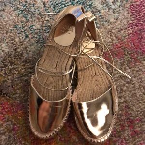Frances Valentine Metallic Gold Espadrilles. 39/9